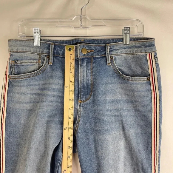 Aqua Denim Jeans w/Multi Color Side Stripes - Picture 4 of 11